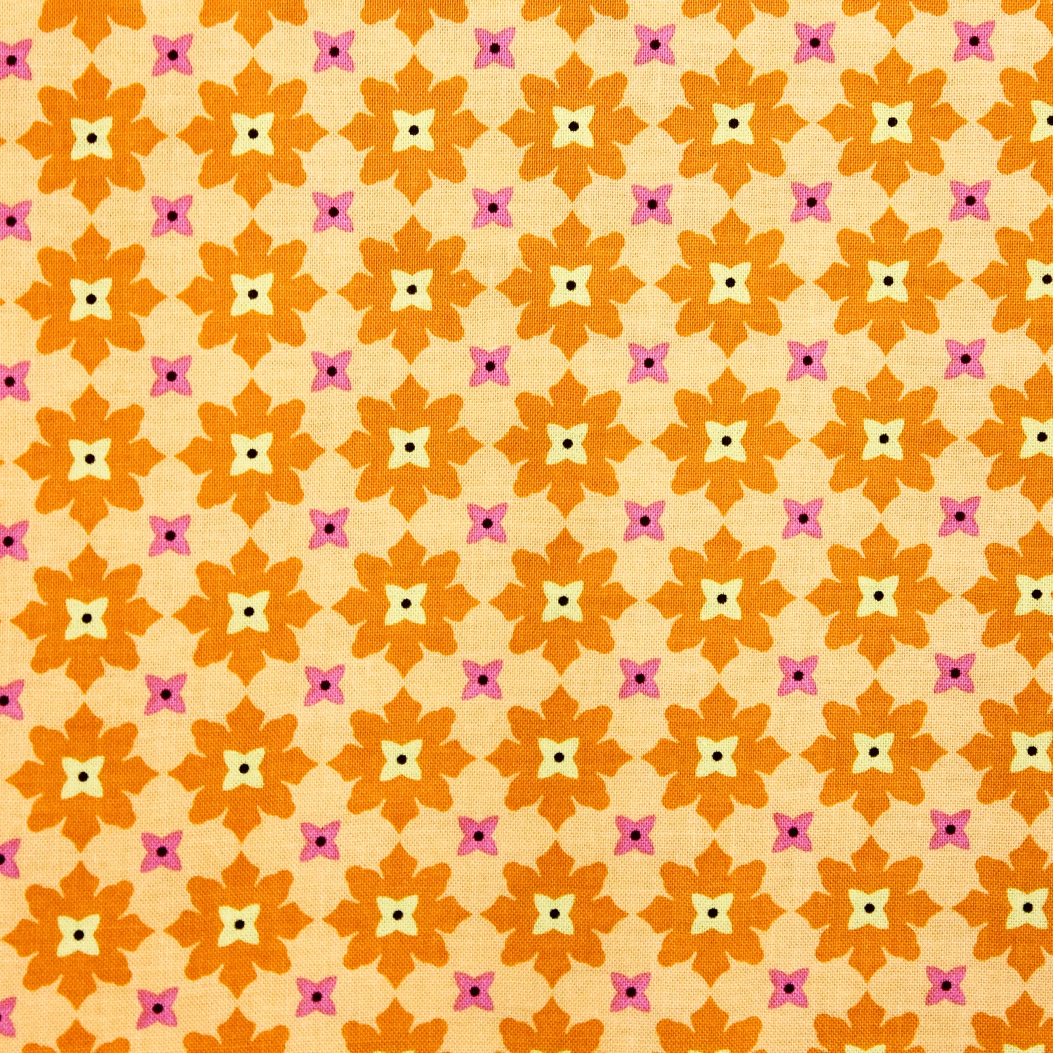 Katoen oranje met bloemen